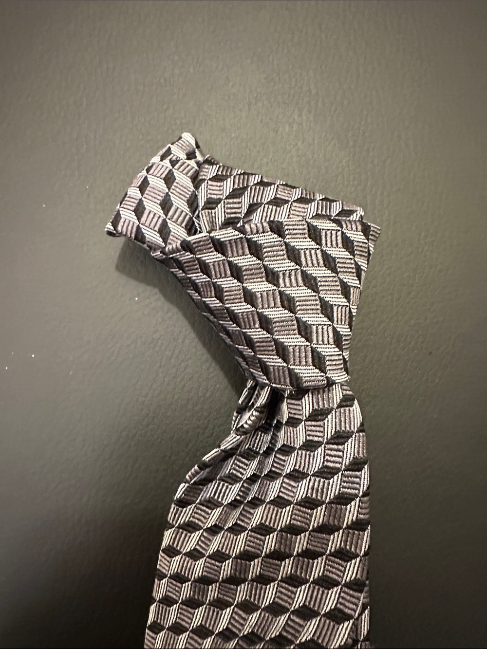 Lauren by Ralph Lauren Classic Black and White Geometric Silk Tie